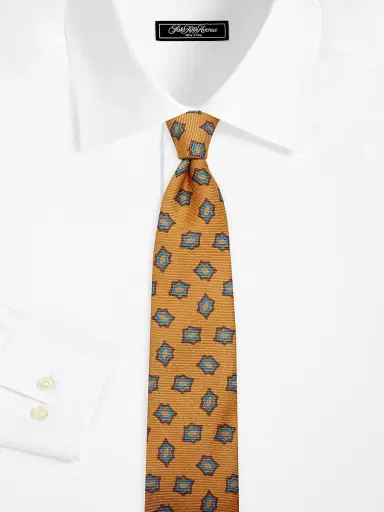 Kiton Men's Geometric Silk Tie - Orange Multi | Thumbnail 2 Kiton Men's Geometric Silk Tie - Orange Multi | Thumbnail 2