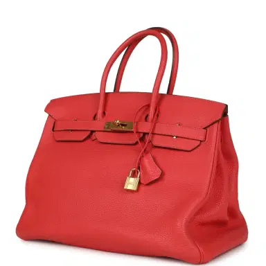 HERMÈS Pre-owned Hermes Birkin 35 Geranium Togo Gold Hardware | Thumbnail 5 HERMÈS Pre-owned Hermes Birkin 35 Geranium Togo Gold Hardware | Thumbnail 5