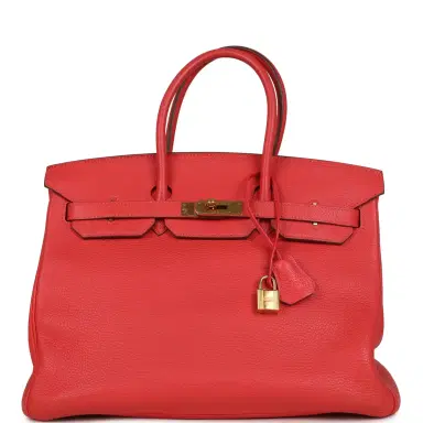 HERMÈS Pre-owned Hermes Birkin 35 Geranium Togo Gold Hardware | Thumbnail 1 HERMÈS Pre-owned Hermes Birkin 35 Geranium Togo Gold Hardware | Thumbnail 1