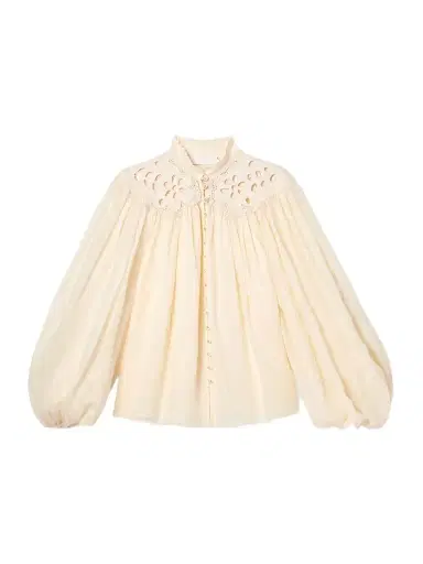 Zimmermann Coco Broderie Anglaise-trimmed Ramie Blouse | Thumbnail 1 Zimmermann Coco Broderie Anglaise-trimmed Ramie Blouse | Thumbnail 1
