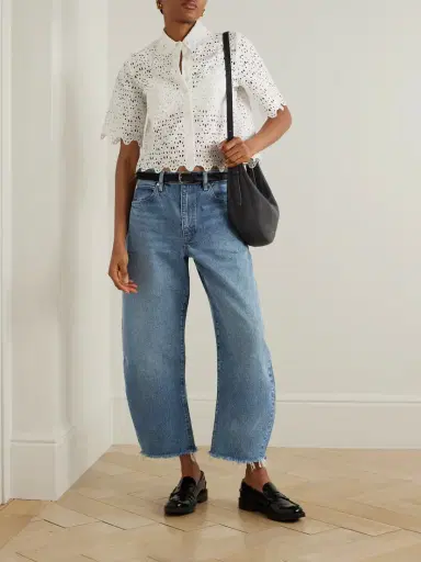 Frame The Bubble Crop Frayed High-rise Barrel-leg Jeans | Thumbnail 2 Frame The Bubble Crop Frayed High-rise Barrel-leg Jeans | Thumbnail 2