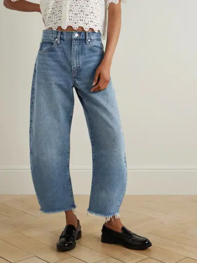 Frame The Bubble Crop Frayed High-rise Barrel-leg Jeans | Thumbnail 3 Frame The Bubble Crop Frayed High-rise Barrel-leg Jeans | Thumbnail 3