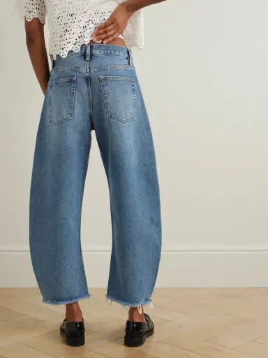Frame The Bubble Crop Frayed High-rise Barrel-leg Jeans | Thumbnail 4 Frame The Bubble Crop Frayed High-rise Barrel-leg Jeans | Thumbnail 4