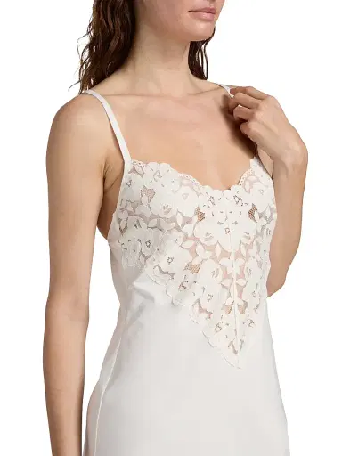 Cosabella Women's Romanza Inset Lace Cotton Slipdress - Moon Ivory - Size XL | Thumbnail 5 Cosabella Women's Romanza Inset Lace Cotton Slipdress - Moon Ivory - Size XL | Thumbnail 5
