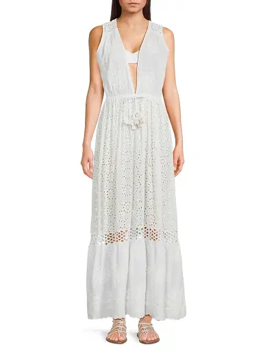 Ramy Brook Women's Paxton Cotton Cover-Up Maxi Dress - White Floral | Thumbnail 3 Ramy Brook Women's Paxton Cotton Cover-Up Maxi Dress - White Floral | Thumbnail 3
