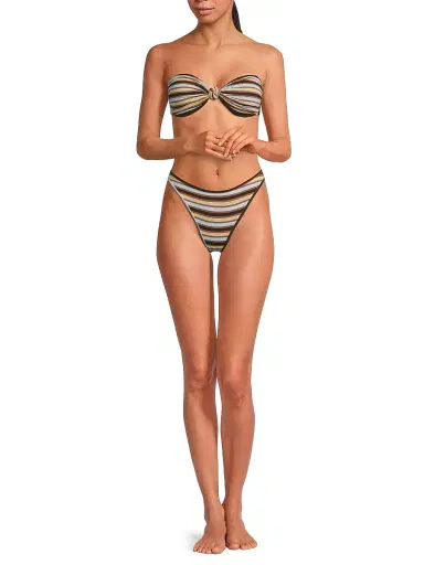 Ramy Brook Women's Isla Striped Bikini Bottom - Beach Brown Stripe | Thumbnail 2 Ramy Brook Women's Isla Striped Bikini Bottom - Beach Brown Stripe | Thumbnail 2