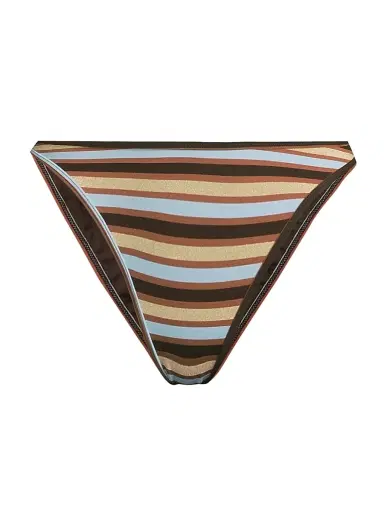 Ramy Brook Women's Isla Striped Bikini Bottom - Beach Brown Stripe | Thumbnail 1 Ramy Brook Women's Isla Striped Bikini Bottom - Beach Brown Stripe | Thumbnail 1