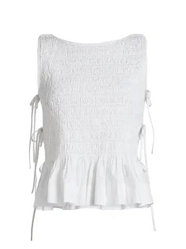 Ganni Women's Smocked Cotton Poplin Tank | Thumbnail 1 Ganni Women's Smocked Cotton Poplin Tank | Thumbnail 1