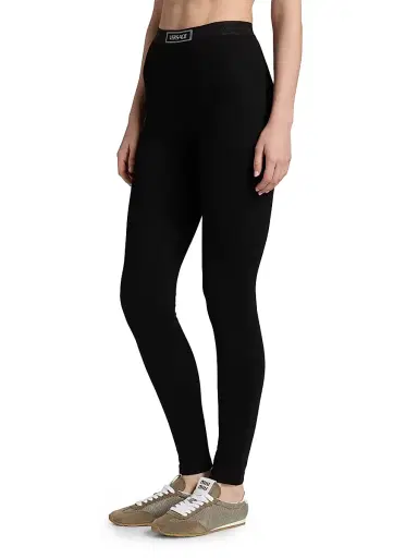 Versace Women's 90's Logo Seamless Leggings - Black | Thumbnail 4 Versace Women's 90's Logo Seamless Leggings - Black | Thumbnail 4