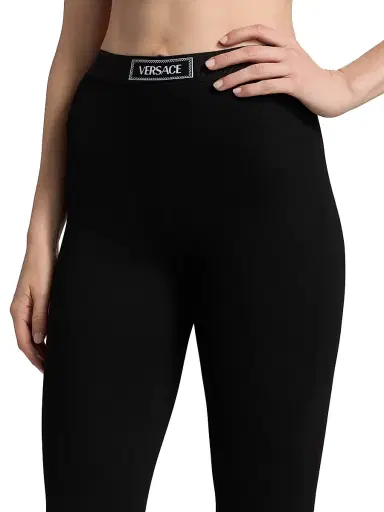 Versace Women's 90's Logo Seamless Leggings - Black | Thumbnail 6 Versace Women's 90's Logo Seamless Leggings - Black | Thumbnail 6