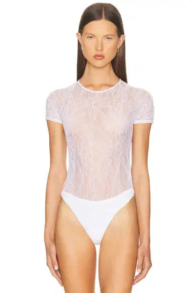 Wardrobe.NYC Lace Cap Sleeve Bodysuit | Thumbnail 2 Wardrobe.NYC Lace Cap Sleeve Bodysuit | Thumbnail 2