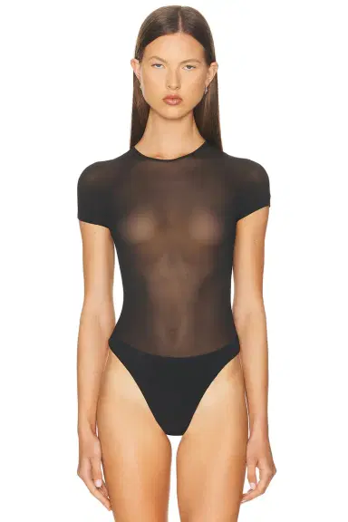 Wardrobe.NYC Sheer Cap Sleeve Bodysuit | Thumbnail 2 Wardrobe.NYC Sheer Cap Sleeve Bodysuit | Thumbnail 2
