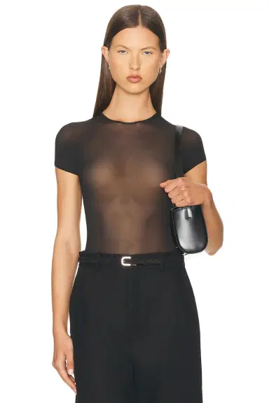 Wardrobe.NYC Sheer Cap Sleeve Bodysuit | Thumbnail 1 Wardrobe.NYC Sheer Cap Sleeve Bodysuit | Thumbnail 1