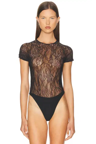 Wardrobe.NYC Lace Cap Sleeve Bodysuit | Thumbnail 2 Wardrobe.NYC Lace Cap Sleeve Bodysuit | Thumbnail 2