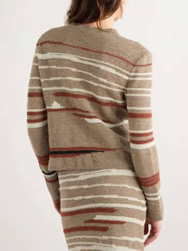 Bottega Veneta Striped Jacquard-knit Linen And Cotton-blend Sweater | Thumbnail 3 Bottega Veneta Striped Jacquard-knit Linen And Cotton-blend Sweater | Thumbnail 3