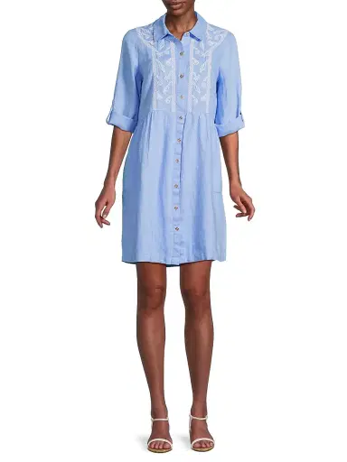 Lilly Pulitzer Women's Shaela Embroidered Shirtdress - Jacaranda Blue - Size Large | Thumbnail 2 Lilly Pulitzer Women's Shaela Embroidered Shirtdress - Jacaranda Blue - Size Large | Thumbnail 2