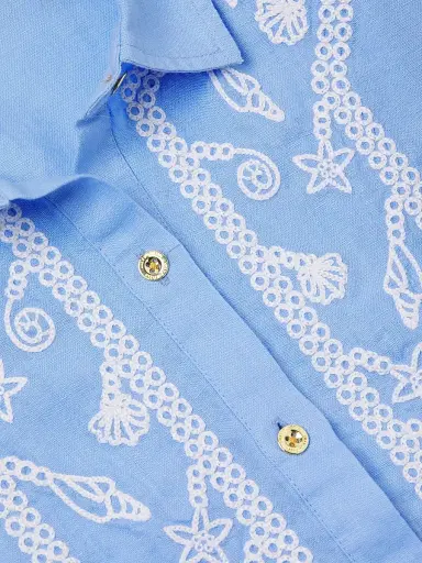 Lilly Pulitzer Women's Shaela Embroidered Shirtdress - Jacaranda Blue - Size Large | Thumbnail 6 Lilly Pulitzer Women's Shaela Embroidered Shirtdress - Jacaranda Blue - Size Large | Thumbnail 6