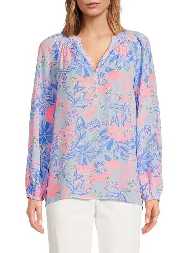 Lilly Pulitzer Women's Elsa Silk Top - Multi Elephant Splash - Size XL | Thumbnail 3 Lilly Pulitzer Women's Elsa Silk Top - Multi Elephant Splash - Size XL | Thumbnail 3