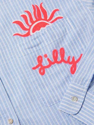 Lilly Pulitzer Women's Bondi Cotton Shirt - Jacaranda Blue Beach Day - Size Medium | Thumbnail 6 Lilly Pulitzer Women's Bondi Cotton Shirt - Jacaranda Blue Beach Day - Size Medium | Thumbnail 6