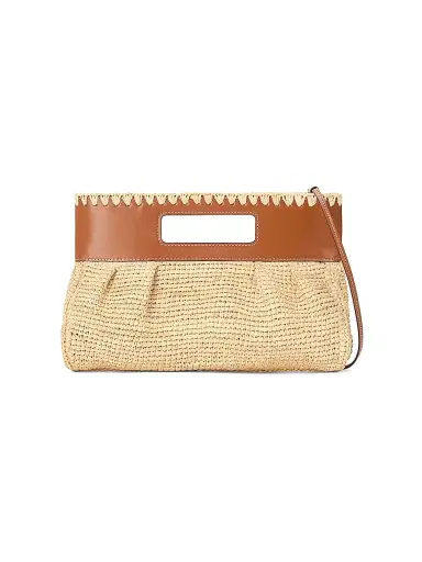 STAUD Women's Lena Raffia Clutch - Natural And Tan | Thumbnail 2 STAUD Women's Lena Raffia Clutch - Natural And Tan | Thumbnail 2
