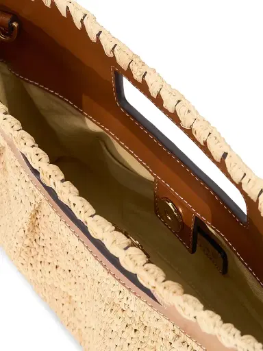 STAUD Women's Lena Raffia Clutch - Natural And Tan | Thumbnail 4 STAUD Women's Lena Raffia Clutch - Natural And Tan | Thumbnail 4