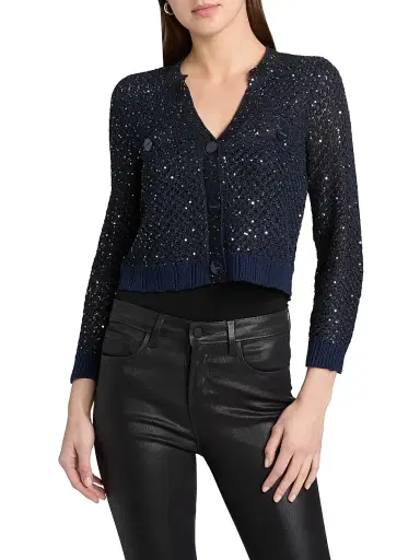 L'Agence Women's Blanca Knit Sequined Cardigan | Thumbnail 3 L'Agence Women's Blanca Knit Sequined Cardigan | Thumbnail 3