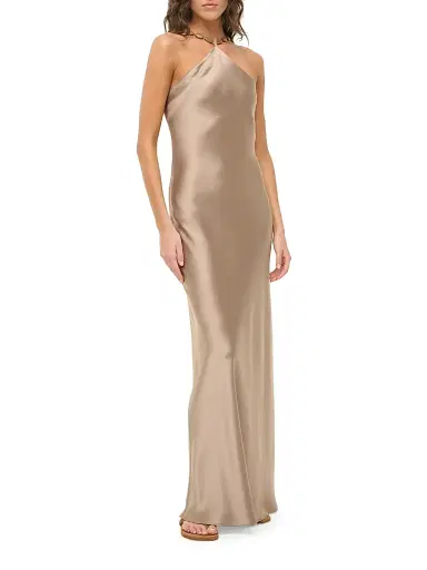 Staud Women's Cadence Beaded Satin Maxi Dress - Dune | Thumbnail 3 Staud Women's Cadence Beaded Satin Maxi Dress - Dune | Thumbnail 3
