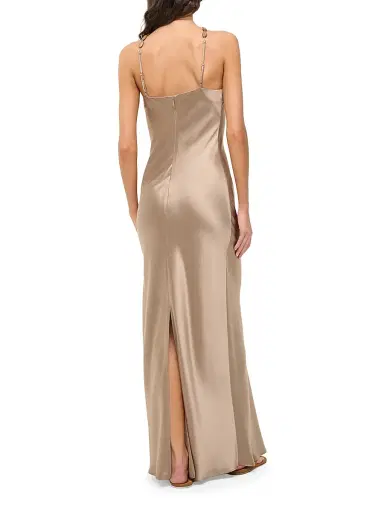 Staud Women's Cadence Beaded Satin Maxi Dress - Dune | Thumbnail 4 Staud Women's Cadence Beaded Satin Maxi Dress - Dune | Thumbnail 4