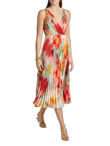 As It May Women's Nylah Printed Satin Midi-Dress - Blurred Garden | Thumbnail 2 As It May Women's Nylah Printed Satin Midi-Dress - Blurred Garden | Thumbnail 2