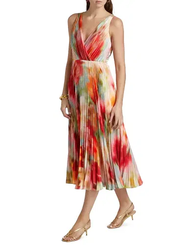 As It May Women's Nylah Printed Satin Midi-Dress - Blurred Garden | Thumbnail 4 As It May Women's Nylah Printed Satin Midi-Dress - Blurred Garden | Thumbnail 4
