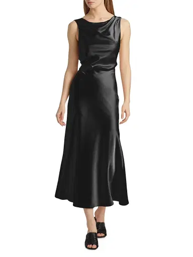 Halston Women's Aubrie Satin Cowl Cocktail Dress - Black | Thumbnail 3 Halston Women's Aubrie Satin Cowl Cocktail Dress - Black | Thumbnail 3