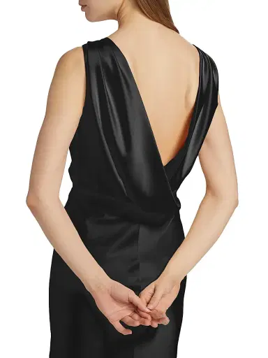 Halston Women's Aubrie Satin Cowl Cocktail Dress - Black | Thumbnail 6 Halston Women's Aubrie Satin Cowl Cocktail Dress - Black | Thumbnail 6