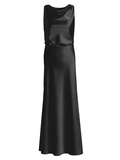 Halston Women's Aubrie Satin Cowl Cocktail Dress - Black | Thumbnail 1 Halston Women's Aubrie Satin Cowl Cocktail Dress - Black | Thumbnail 1