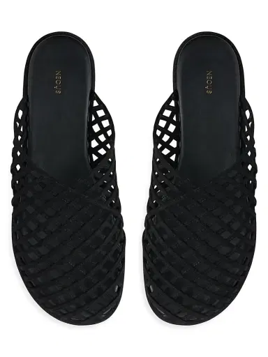 Neous Women's Atik Woven Leather Flat Mules - Black | Thumbnail 3 Neous Women's Atik Woven Leather Flat Mules - Black | Thumbnail 3