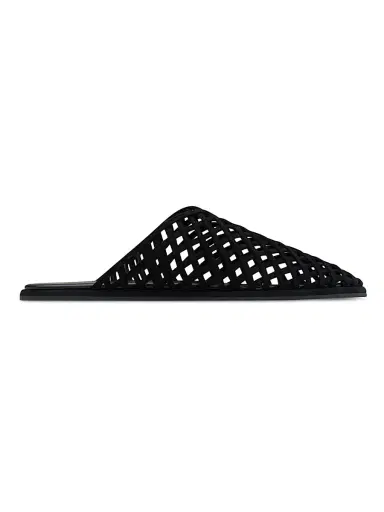 Neous Women's Atik Woven Leather Flat Mules - Black | Thumbnail 1 Neous Women's Atik Woven Leather Flat Mules - Black | Thumbnail 1