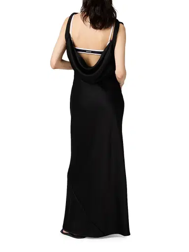 Miu Miu Women's Long Satin Dress - Black | Thumbnail 3 Miu Miu Women's Long Satin Dress - Black | Thumbnail 3
