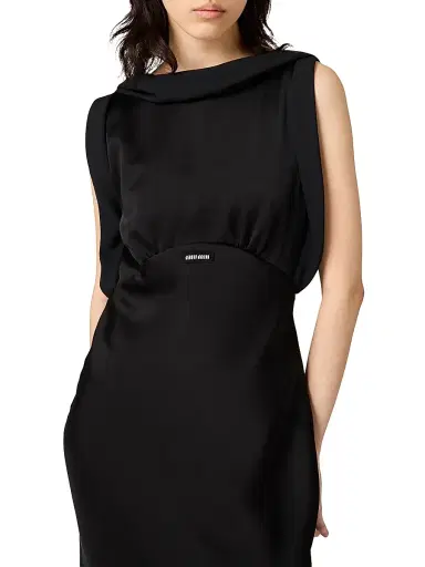 Miu Miu Women's Long Satin Dress - Black | Thumbnail 4 Miu Miu Women's Long Satin Dress - Black | Thumbnail 4