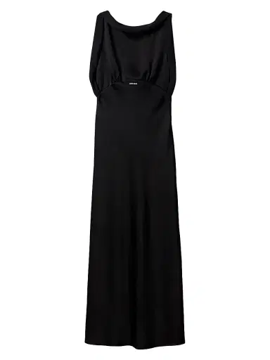 Miu Miu Women's Long Satin Dress - Black | Thumbnail 1 Miu Miu Women's Long Satin Dress - Black | Thumbnail 1