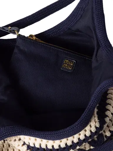 Miu Miu Women's Ivy Crochet Tote Bag - Blue | Thumbnail 5 Miu Miu Women's Ivy Crochet Tote Bag - Blue | Thumbnail 5