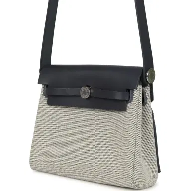 HERMÈS Hermes Herbag Zip 20 Mini Ecru and Ardoise Toile H Canvas and Ardoise Vache Hunter Palladium Hardware | Thumbnail 4 HERMÈS Hermes Herbag Zip 20 Mini Ecru and Ardoise Toile H Canvas and Ardoise Vache Hunter Palladium Hardware | Thumbnail 4