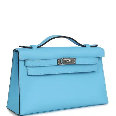 HERMÈS Hermes Kelly Pochette Celeste Swift Palladium Hardware | Thumbnail 2 HERMÈS Hermes Kelly Pochette Celeste Swift Palladium Hardware | Thumbnail 2