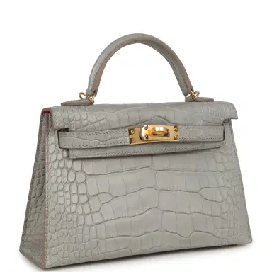 HERMÈS Hermes Special Order (HSS) Kelly Sellier 20 Gris Perle Verso Matte Alligator Gold Hardware | Thumbnail 2 HERMÈS Hermes Special Order (HSS) Kelly Sellier 20 Gris Perle Verso Matte Alligator Gold Hardware | Thumbnail 2