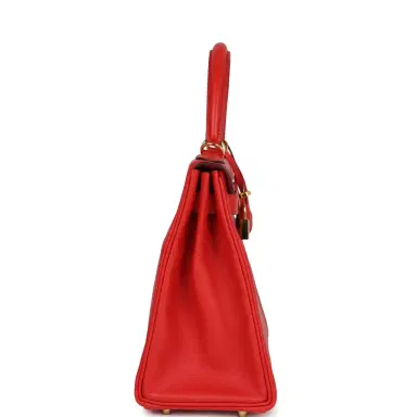 HERMÈS Pre-owned Hermes Kelly Retourne 28 Rouge Tomate Evercolor Gold Hardware | Thumbnail 3 HERMÈS Pre-owned Hermes Kelly Retourne 28 Rouge Tomate Evercolor Gold Hardware | Thumbnail 3