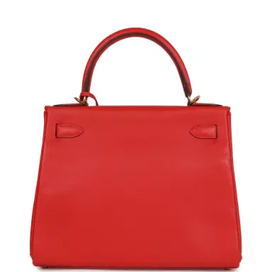 HERMÈS Pre-owned Hermes Kelly Retourne 28 Rouge Tomate Evercolor Gold Hardware | Thumbnail 4 HERMÈS Pre-owned Hermes Kelly Retourne 28 Rouge Tomate Evercolor Gold Hardware | Thumbnail 4