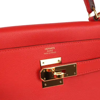 HERMÈS Pre-owned Hermes Kelly Retourne 28 Rouge Tomate Evercolor Gold Hardware | Thumbnail 7 HERMÈS Pre-owned Hermes Kelly Retourne 28 Rouge Tomate Evercolor Gold Hardware | Thumbnail 7