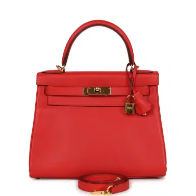 HERMÈS Pre-owned Hermes Kelly Retourne 28 Rouge Tomate Evercolor Gold Hardware | Thumbnail 1 HERMÈS Pre-owned Hermes Kelly Retourne 28 Rouge Tomate Evercolor Gold Hardware | Thumbnail 1