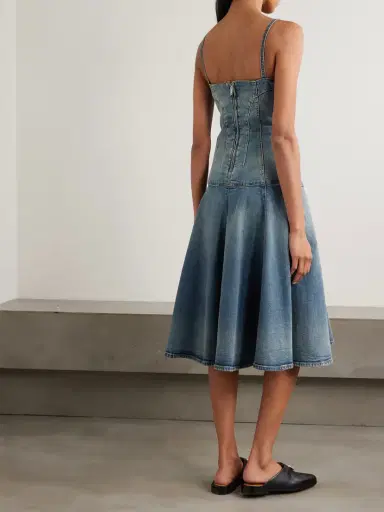 Alexander McQueen Paneled Denim Midi Dress | Thumbnail 3 Alexander McQueen Paneled Denim Midi Dress | Thumbnail 3