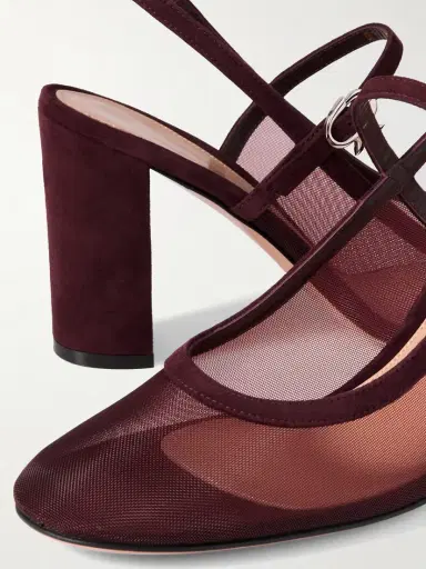 Gianvito Rossi 85 Suede-trimmed Mesh Pumps | Thumbnail 4 Gianvito Rossi 85 Suede-trimmed Mesh Pumps | Thumbnail 4