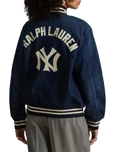 Polo Ralph Lauren Men's Yankees Denim Bomber Jacket - Blue | Thumbnail 7 Polo Ralph Lauren Men's Yankees Denim Bomber Jacket - Blue | Thumbnail 7