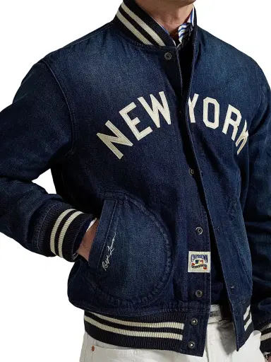 Polo Ralph Lauren Men's Yankees Denim Bomber Jacket - Blue | Thumbnail 9 Polo Ralph Lauren Men's Yankees Denim Bomber Jacket - Blue | Thumbnail 9